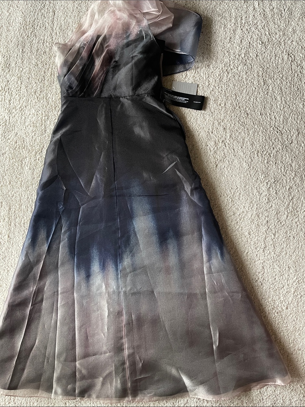 Kay Unger Victoria Ombré One Shoulder Satin Gown Dress - Picture 8 of 11